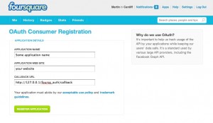 Form to register an application